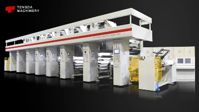 Máquina de impresión en huecograbado accionada sin eje para papel de boquilla
